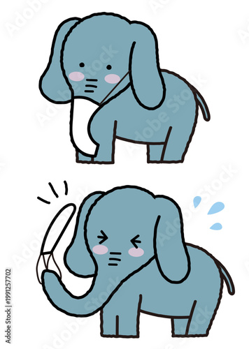 ぞうがマスクとくしゃみをしているイラスト