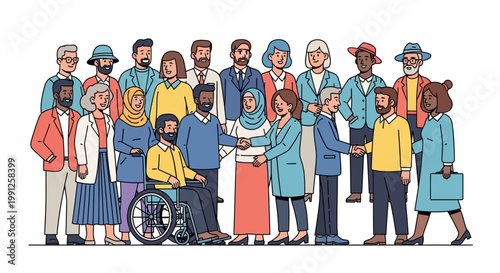 Diverse group of people standing together.