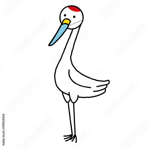 マスクをする鶴のシンプルかわいいイラスト