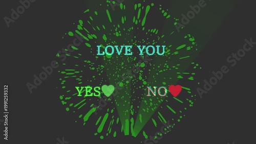 Glowing love you text with colorful light effect on a black background. Stylish cinematic design with perfect for love proposal videos, social media posts, Valentine’s Day content.