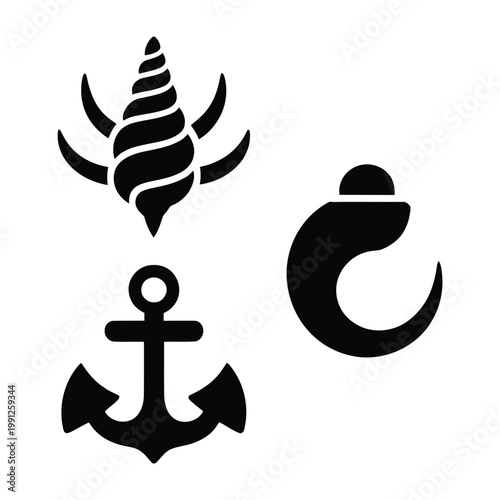 Black nautical symbols