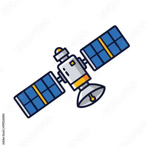 Icon of an artificial satellite orbiting in space.