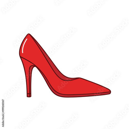 A single stylish red high heel shoe illustration.