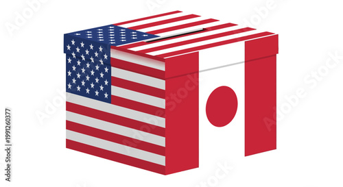 USA and Peru Flags on Ballot Box, Election Concept