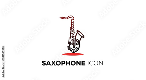 Elegant Saxophone Icon Depicting Musical Instrument in Simple Outline.