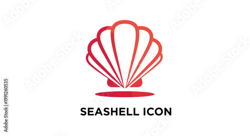 Elegant seashell icon design in vibrant red color on white background.