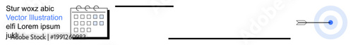 Goal setting, time management, productivity plans, business strategy, deadlines, success focus. Calendar and arrow hitting a target icon. Goal setting and time management