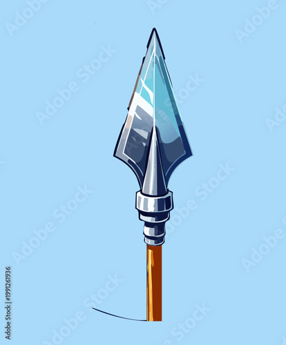 Canvas Print Sharp blue spear tip for elite guard weaponry and magical combat in high fantasy