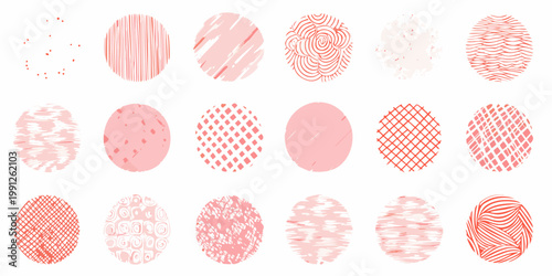 Collection of abstract pink oval shapes with varied textured patterns