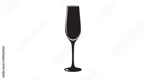 Black champagne flute glass vector illustration for celebration design