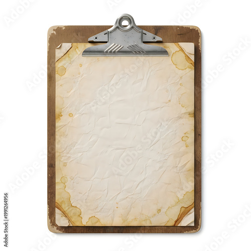 Vintage Clipboard with Worn Paper Ready for Notes
