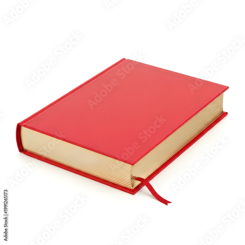A classic red and beige hardcover book resting at a slight angle.