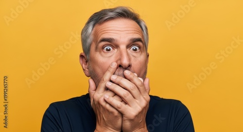 Shocked man theme Surprised male design Speechless person theme Wide-eyed individual design Mature reaction theme Dramatic emotion design Unbelievable look theme Sudden Wallpaper Background image