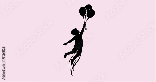 Girl with Mermaid Tail and Balloons - Minimalist Line Art Sketch

