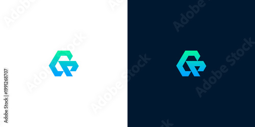 Modern abstract gradient logo combining the letters G and P, ideal for business branding, technology companies, or professional services seeking a clean and sophisticated identity