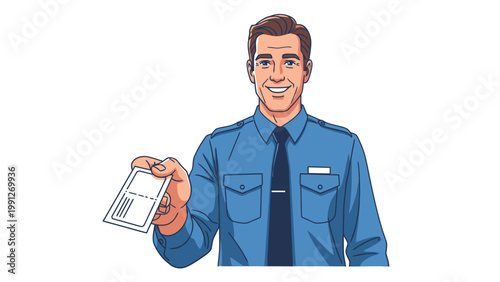 Smiling Security Guard Holding.