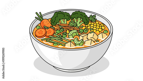 Vegetable Soup in Bowl.