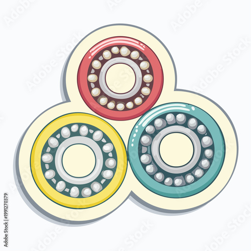Three colorful ball bearings in a cluster