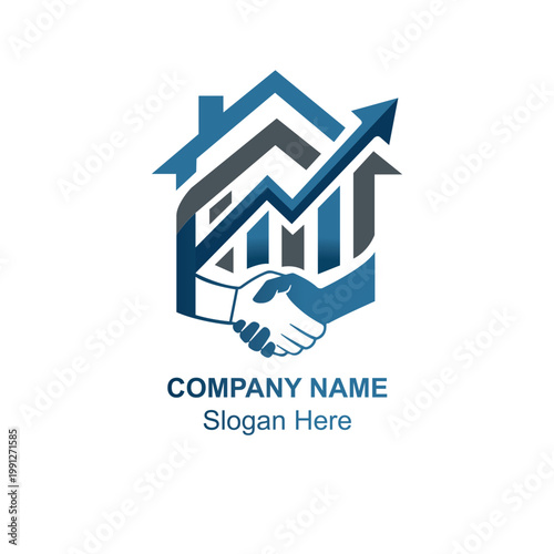 Real Estate and Construction Developer Hand Shaking Logo