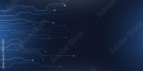 Abstract blue technology circuit board background with copy space.