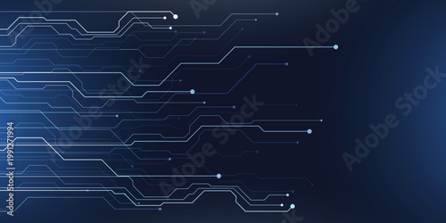 Abstract blue technology circuit board background with copy space.