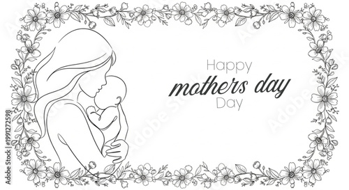 Mother's day illustration a tender moment between mother and baby