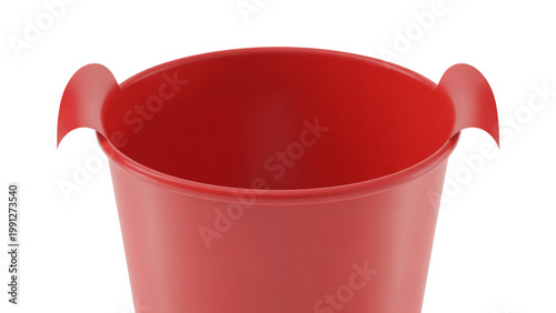 Bright red bucket with two sturdy side handles for practical use Vector