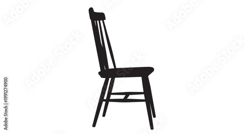 Black chair vector illustration with backrest and four legs design