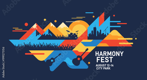 Harmony Fest Music Festival Abstract Landscape Illustration