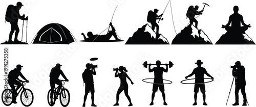 Outdoor Adventure Activity Silhouettes
