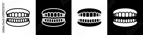 dentures black and white icon design concept	
