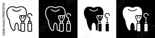 preventive dentistry black and white icon design concept	
