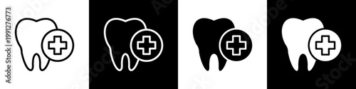 emergency dental care black and white icon design concept	
