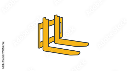 Vibrant yellow industrial forklift forks, essential heavy lifting equipment component for warehouse and factory material handling operations, critical machinery part