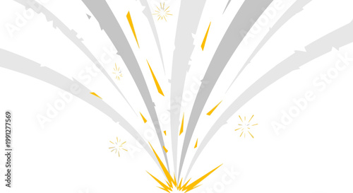 Abstract golden explosion with rays and sparks on white background