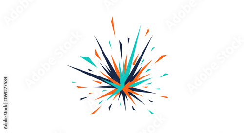 Abstract colorful geometric explosion on white background