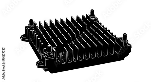 Black Electronic Heat Sink Component.