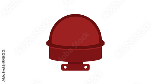 A dark red, dome-shaped fence post cap with a flat base and two mounting holes.