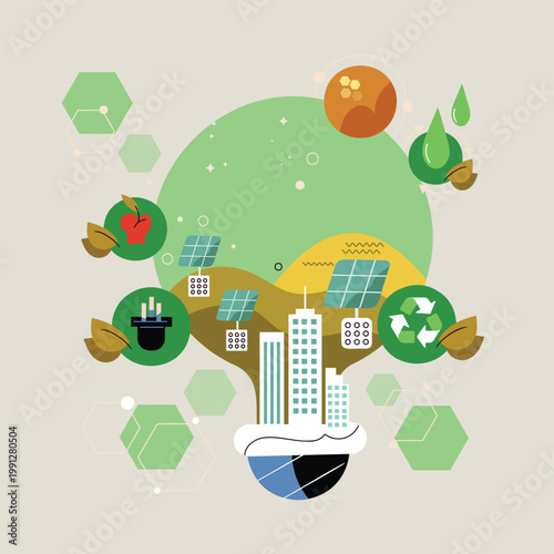 Obraz na plátne Sustainable energy revolution, urban development integration, and eco-friendly p