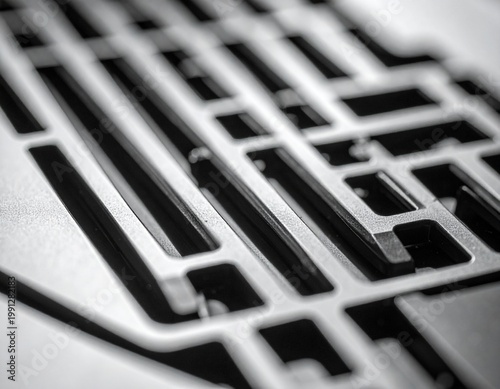 プロ用ノートパソコンの排気グリルをクローズアップした幾何学模様