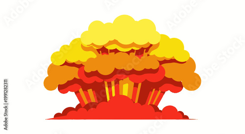 Flat vector explosion mushroom cloud on white background