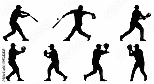 Baseball Player Silhouettes A Collection of Dynamic Poses Capturing the Essence of the Game