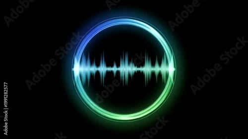 Glowing Circle Audio Waveform Animation Loop.