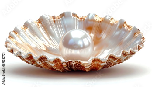 Pearl in an oyster shell closeup.