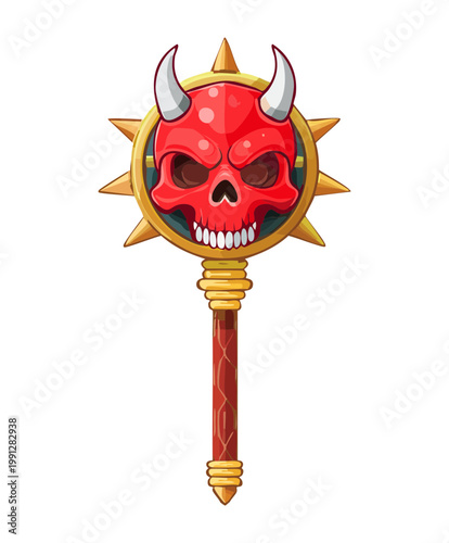 Canvastavla Ornate red skull scepter for demon king and dark magic artifact in fantasy rolep