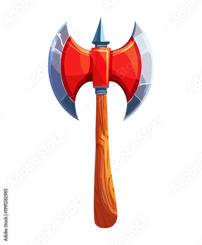 Photos Double headed red axe for dark knight and fortress defense in fantasy roleplayin