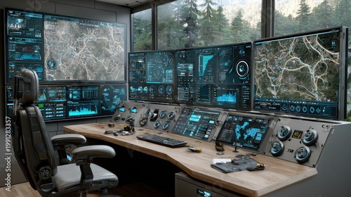 Advanced Command Center with Multiple Displays and Forest View