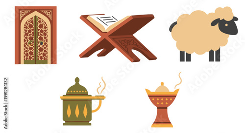 Islamic culture icon set for Ramadan and Eid celebrations