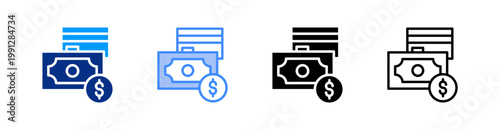 Money Multiple Style Icon Set Vector 