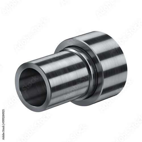 A strong cylindrical metal bushing or fitting with a central hole for various applications